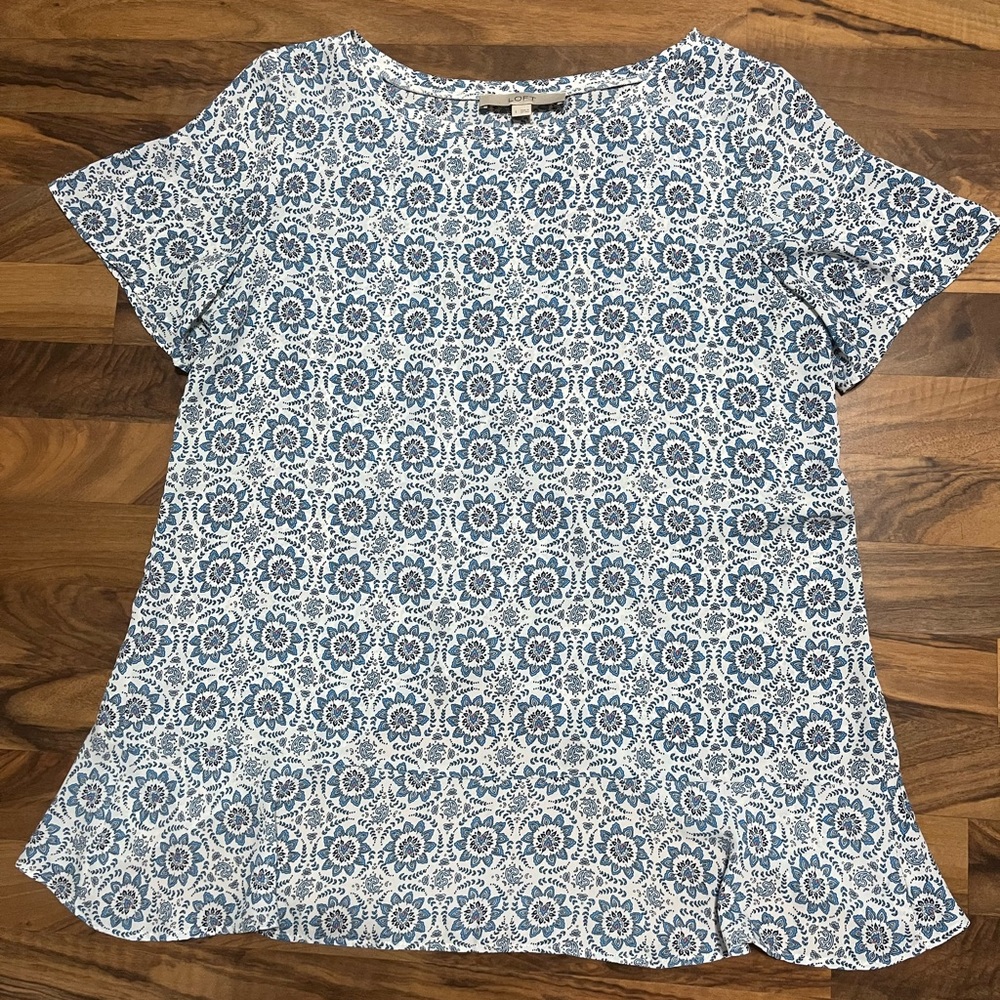 LOFT Blue Boxy Tunic Blouse with Relaxed Fit